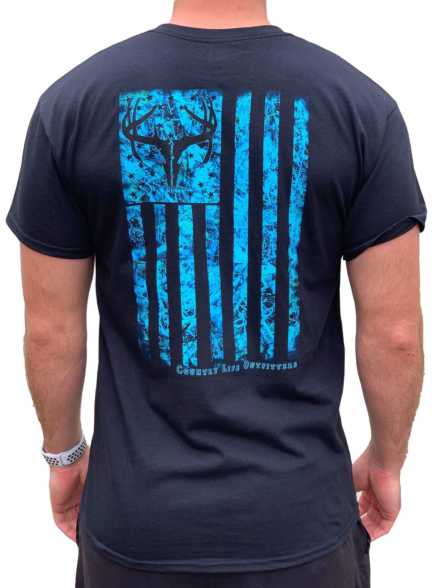 Blue Camo Flag - Black