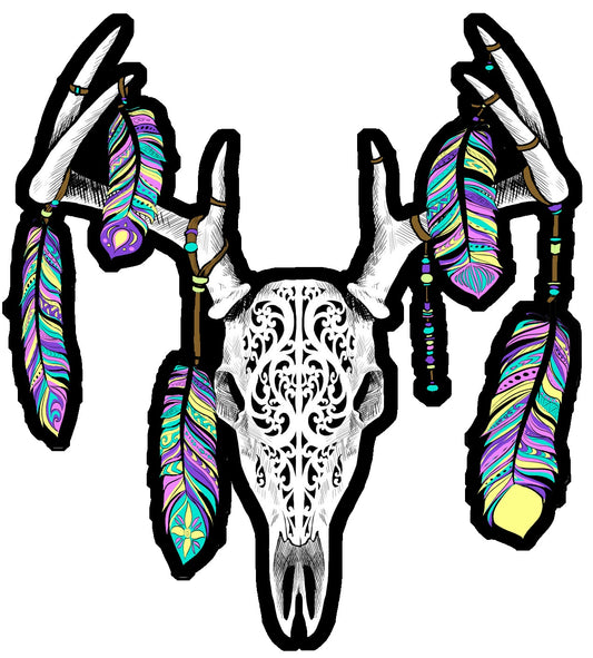 Feather Skull Decal