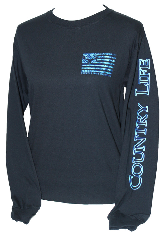 Blue Camo Flag - Black